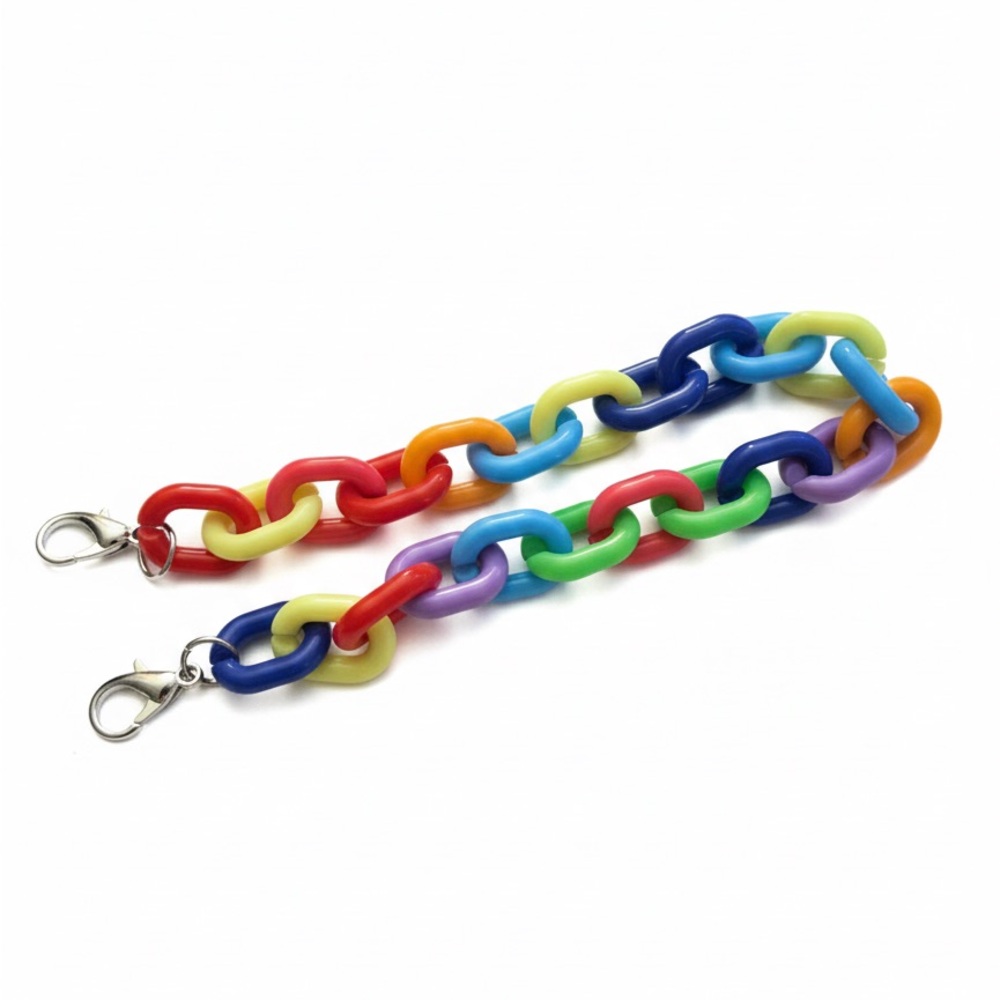 Multi Colored Acrylic Chunky Purse Hat Chain Strap Mask Lanyard 11” Rave Y2K